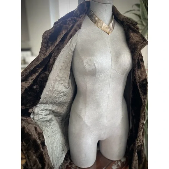 VTG 1960 / 1970 | S | Classic Mod Double-Breasted Faux Fur Glamour Long Coat - Picture 4 of 17